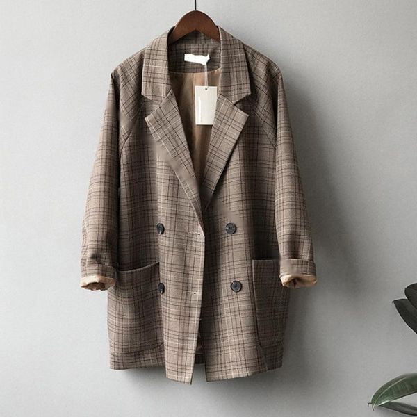 women's suits & blazers women 2021 fashion office wear double breasted coat plaid vintage long sleeve pockets female outerwear chic ja, White;black
women's suits & blazers women 2021 fashion office wear double breasted coat plaid vintage long sleeve pockets female outerwear chic ja, White;black