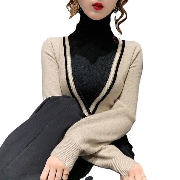 women's sweaters female turtleneck sweater spell color autumn winter holiday two foreign atmosphere inside take jointed knit, White;black
women's sweaters female turtleneck sweater spell color autumn winter holiday two foreign atmosphere inside take jointed knit, White;black