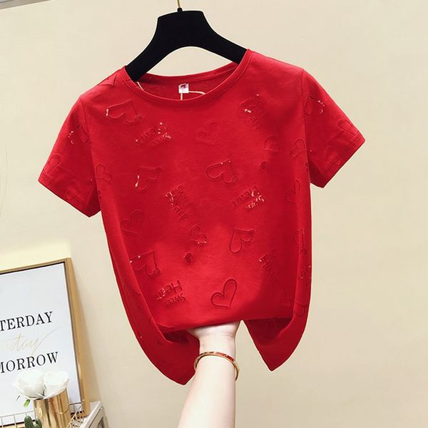 2022 summer korean hollow out sweet heart t shirt women short sleeve fashion slim tee shirt femme ins, White
2022 summer korean hollow out sweet heart t shirt women short sleeve fashion slim tee shirt femme ins, White
