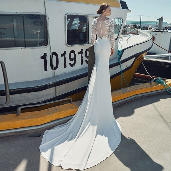 beach mermaid new wedding es 2021 satin lace appliques boho bridal gowns long sleeves illusion vestidos abito da sposa qtcf, White
beach mermaid new wedding es 2021 satin lace appliques boho bridal gowns long sleeves illusion vestidos abito da sposa qtcf, White