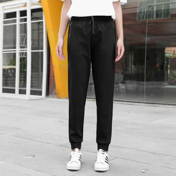 autumn and winter thickened men's pants, sports large casual knitted autumn pants, Black