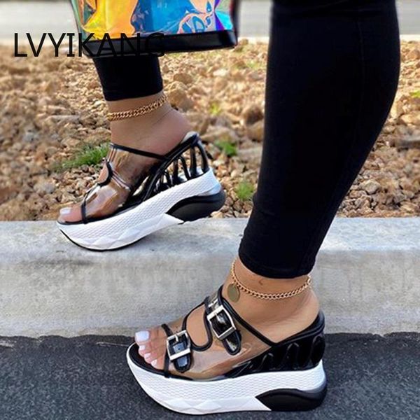 dress shoes wedge female belt buckle women sandals transparent super high heel large size woman with platform waterprooof, Black
dress shoes wedge female belt buckle women sandals transparent super high heel large size woman with platform waterprooof, Black