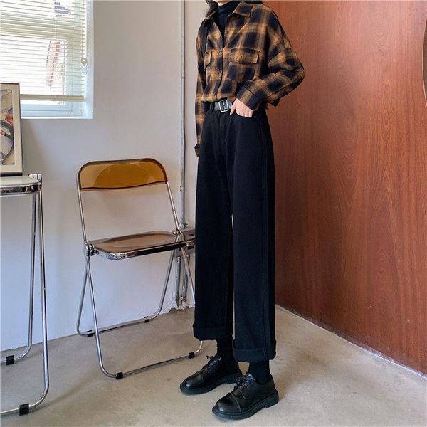 women's jeans women all-match black chic medium retro loose ulzzang vintage denim straight high waist female trouser fall boyfriend, Blue
women's jeans women all-match black chic medium retro loose ulzzang vintage denim straight high waist female trouser fall boyfriend, Blue