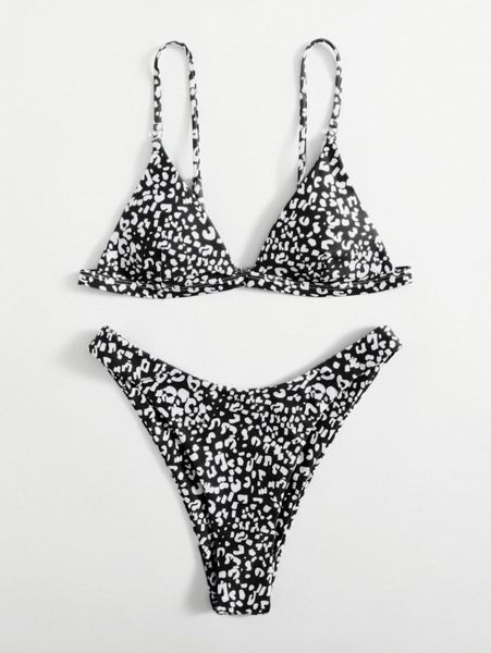 leopard triangle bikini swimsuit g3gk#, White;black 
leopard triangle bikini swimsuit g3gk#, White;black