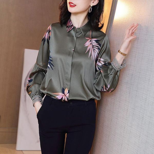 women's blouses & shirts imitation silk shirt high-end 2021 spring and autumn fashion elegant printing blouse, White
women's blouses & shirts imitation silk shirt high-end 2021 spring and autumn fashion elegant printing blouse, White
