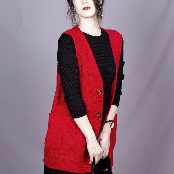 2021 spring autumn women solid loose knitted sweater vest v neck knitting sleeveless single-breasted waistcoats outerwear y664, Black;white
2021 spring autumn women solid loose knitted sweater vest v neck knitting sleeveless single-breasted waistcoats outerwear y664, Black;white