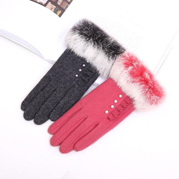 five fingers gloves female luxury with real fur cuff women warm winter natural fluffy mittens s2464, Blue;gray
five fingers gloves female luxury with real fur cuff women warm winter natural fluffy mittens s2464, Blue;gray