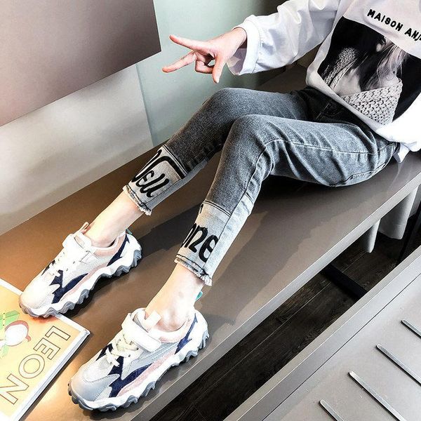 gilr's spring/autumn slim jeans children's cotton fashion hem letter print raw edge denim trousers charcoal grey, Blue
gilr's spring/autumn slim jeans children's cotton fashion hem letter print raw edge denim trousers charcoal grey, Blue