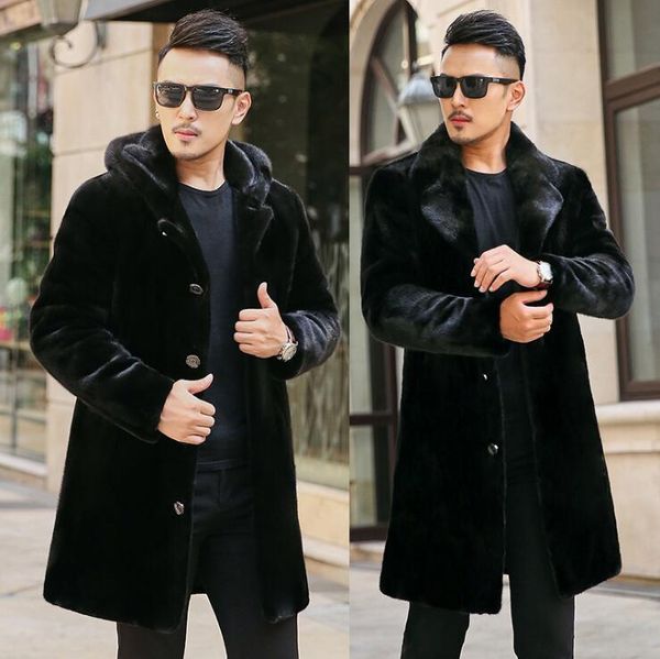 men's fur & faux single-breasted leather jacket mens warm mink coat men loose jackets winter thicken jaqueta de couro, Black
men's fur & faux single-breasted leather jacket mens warm mink coat men loose jackets winter thicken jaqueta de couro, Black