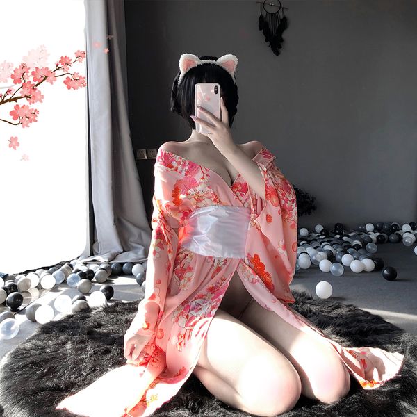 women sexyy lingerie japanese kawaii pink kimono with white bow-knot waistband and thong maid cosplay costumes av outfit, Red;black
women sexyy lingerie japanese kawaii pink kimono with white bow-knot waistband and thong maid cosplay costumes av outfit, Red;black