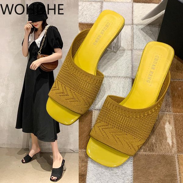 open toe mid heels slippers women summer shoes sandals knitted elastic mesh slingback breathable shallow slides shoes, Black
open toe mid heels slippers women summer shoes sandals knitted elastic mesh slingback breathable shallow slides shoes, Black
