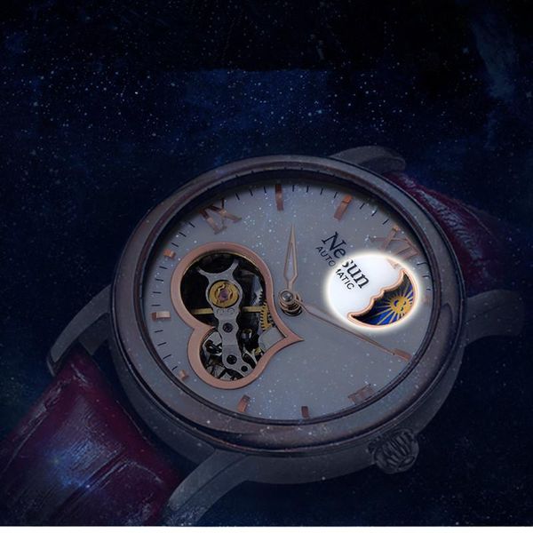 wristwatches god moon elegant women real leather mechanical watches self-winding skeleton wristwatch waterproof shell watch phase montre, Slivery;brown
wristwatches god moon elegant women real leather mechanical watches self-winding skeleton wristwatch waterproof shell watch phase montre, Slivery;brown
