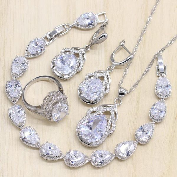 earrings & necklace ladies silver color jewelry sets for women white cubic zirconia rings/bracelets/earrings/pendant set gift box
earrings & necklace ladies silver color jewelry sets for women white cubic zirconia rings/bracelets/earrings/pendant set gift box
