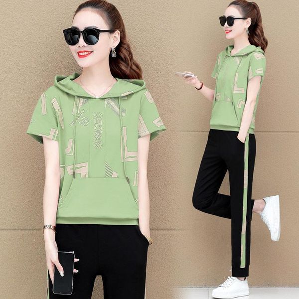 women's two piece pants fashion printed suit summer large size loose hooded short sleeved trousers women sets sports running clothes, White
women's two piece pants fashion printed suit summer large size loose hooded short sleeved trousers women sets sports running clothes, White