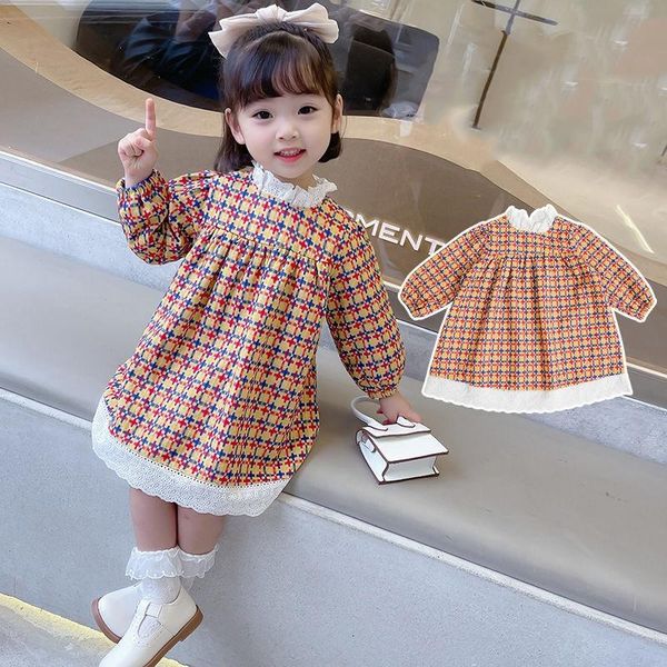 girl's dresses autumn winter girls kids dress lace round neck princess knitwear long sleeve plaid children clothing, Red;yellow
girl's dresses autumn winter girls kids dress lace round neck princess knitwear long sleeve plaid children clothing, Red;yellow