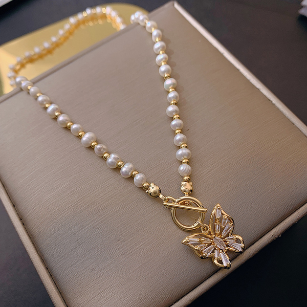 designer necklace natural freshwater delicate pearl necklaces light luxury super fairy micro inlaid zircon butterfly clavicle chain pendant, Silver
designer necklace natural freshwater delicate pearl necklaces light luxury super fairy micro inlaid zircon butterfly clavicle chain pendant, Silver