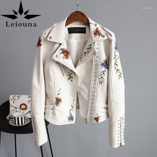 leiouna punk style faux soft leather jacket fashion women embroidery floral motorcycle zipper outerwear women's &, Black
leiouna punk style faux soft leather jacket fashion women embroidery floral motorcycle zipper outerwear women's &, Black