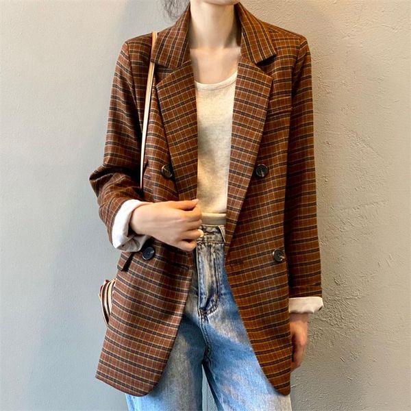 women's suits & blazers 2021 women autumn blazer coat turn down collar vintage loose style feminino casaco clothes k630, White;black
women's suits & blazers 2021 women autumn blazer coat turn down collar vintage loose style feminino casaco clothes k630, White;black
