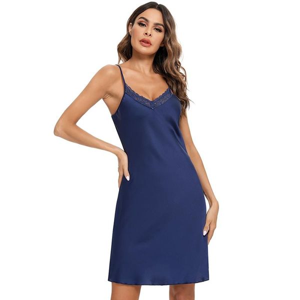 women's sleepwear ladies imitation silk nightdress solid color lace nightgowns est, Black;red
women's sleepwear ladies imitation silk nightdress solid color lace nightgowns est, Black;red