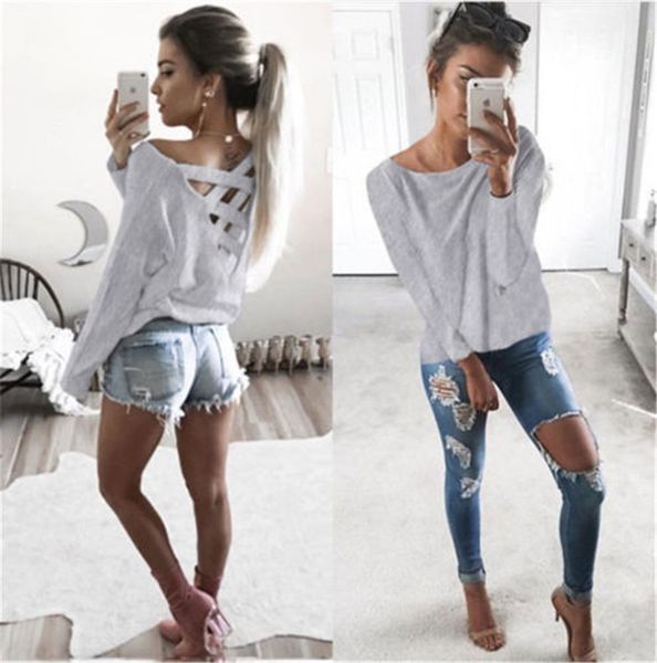 loose long sleeve shirt casual blouse fashion women long sleeve drop ship back cross women crew-neck plus size blouse, White
loose long sleeve shirt casual blouse fashion women long sleeve drop ship back cross women crew-neck plus size blouse, White