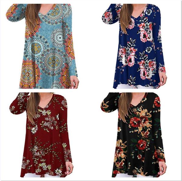 women's t-shirt 2021 new european and american popular spring and summer printing v-neck long sleeve t-shirt medium casual flower top, White
women's t-shirt 2021 new european and american popular spring and summer printing v-neck long sleeve t-shirt medium casual flower top, White