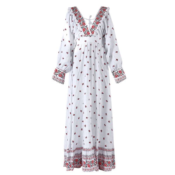 2021 new deep v-neck backless maxi dress women vintage long sleeve high waist ruffles floral print dresses vestidos 9a9v, White
2021 new deep v-neck backless maxi dress women vintage long sleeve high waist ruffles floral print dresses vestidos 9a9v, White
