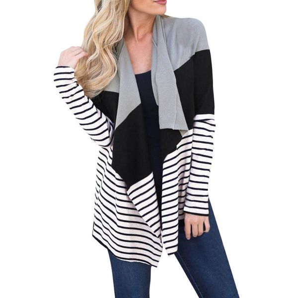 women's blouses & shirts women stripe open front long sleeve coat jacket outwear cardigan stitching striped, White
women's blouses & shirts women stripe open front long sleeve coat jacket outwear cardigan stitching striped, White