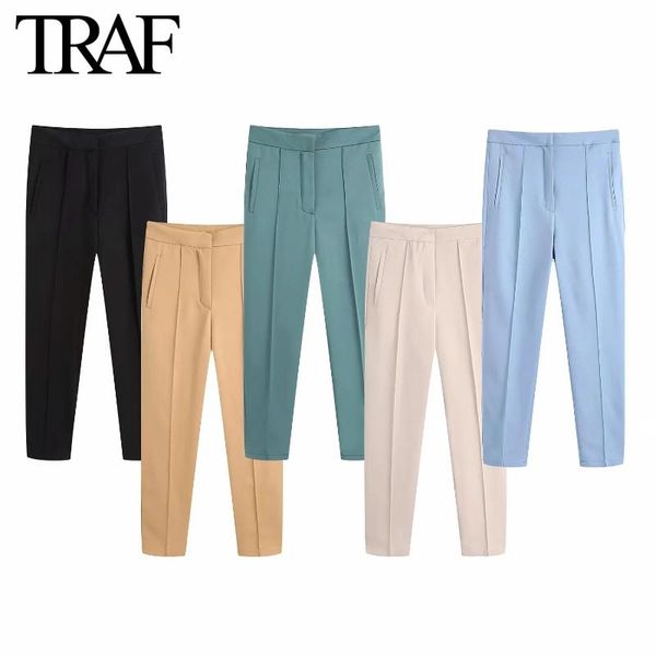 women's pants & capris za women clothing 2022 spring autumn chic pleated office high waist zipper korean fashion streetwear trousers, Black;white
women's pants & capris za women clothing 2022 spring autumn chic pleated office high waist zipper korean fashion streetwear trousers, Black;white