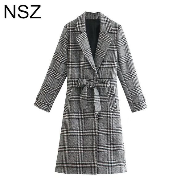 women's wool & blends nsz women oversized plaid long coat large size checked woolen overcoat with belt chic jacket winter outerwear 202, Black
women's wool & blends nsz women oversized plaid long coat large size checked woolen overcoat with belt chic jacket winter outerwear 202, Black