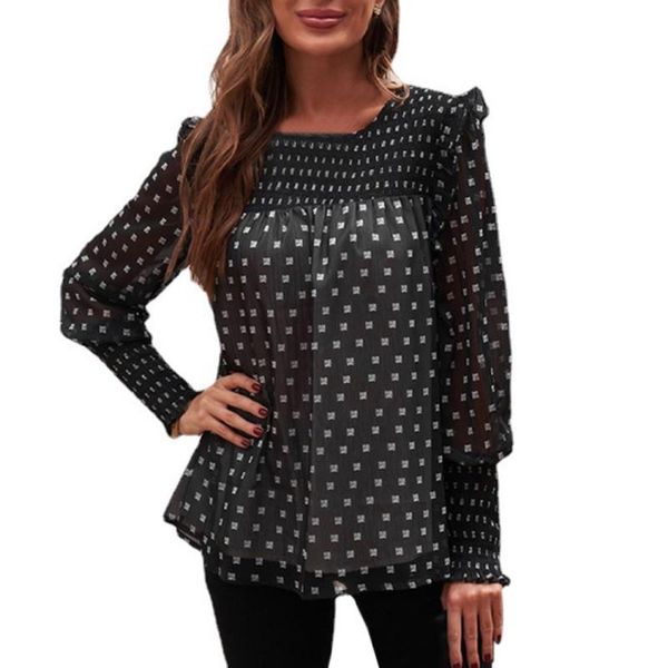 women's blouses & shirts ladies style lotus side lantern sleeve polka dot comfortable chiffon shirt, White
women's blouses & shirts ladies style lotus side lantern sleeve polka dot comfortable chiffon shirt, White
