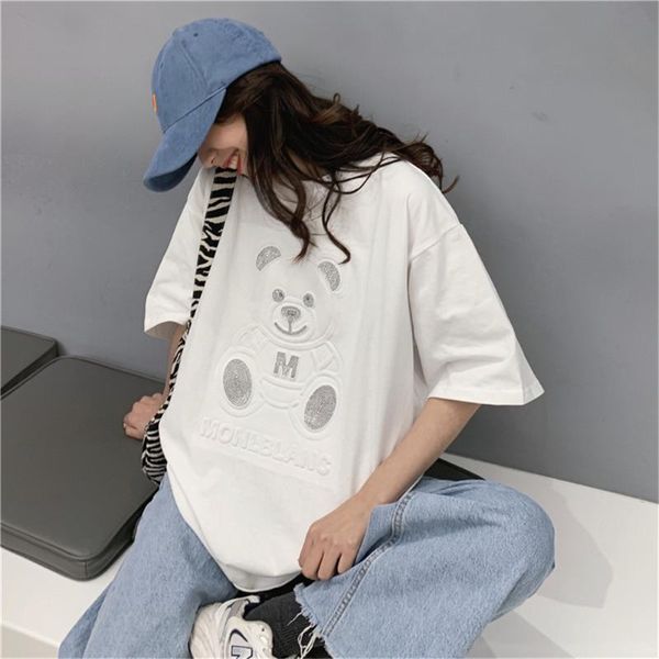 women's t-shirt 2021 casual loose deep-textured cartoon bear ironed ablazely brushed t-shirts cool girls cotton long tees 2xl, White
women's t-shirt 2021 casual loose deep-textured cartoon bear ironed ablazely brushed t-shirts cool girls cotton long tees 2xl, White