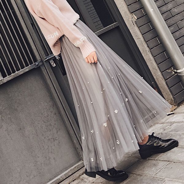 2021 new summer bohemian high waist preal beading women tulle skirts pleated long skirt faldas saia 5xfm, Black
2021 new summer bohemian high waist preal beading women tulle skirts pleated long skirt faldas saia 5xfm, Black