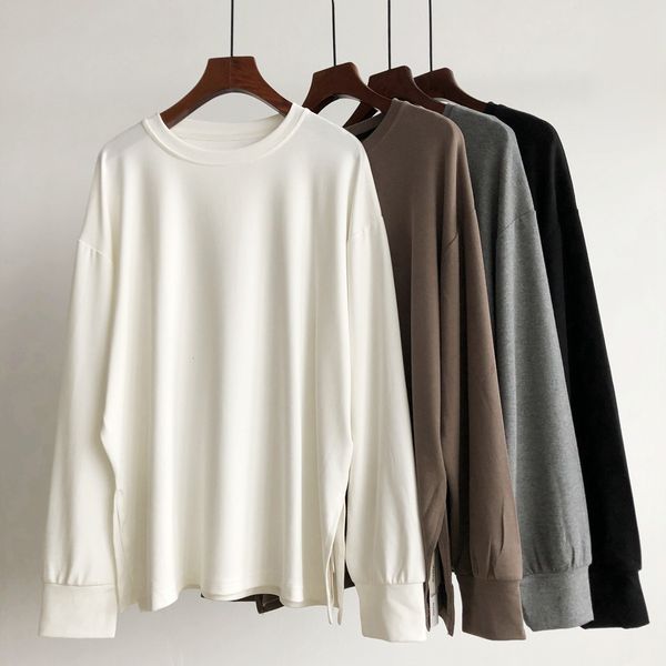 2021 new design spring and autumn loose plus size o neck open fork slim full bottom woman tshirts qgmx, White
2021 new design spring and autumn loose plus size o neck open fork slim full bottom woman tshirts qgmx, White