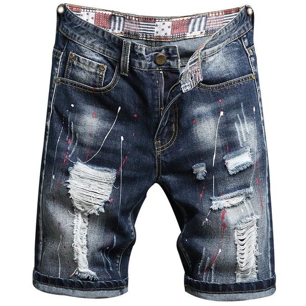 men's jeans novelty style hole denim shorts summer knee length short fashion casual slim fit ripped retro male brand, Blue
men's jeans novelty style hole denim shorts summer knee length short fashion casual slim fit ripped retro male brand, Blue