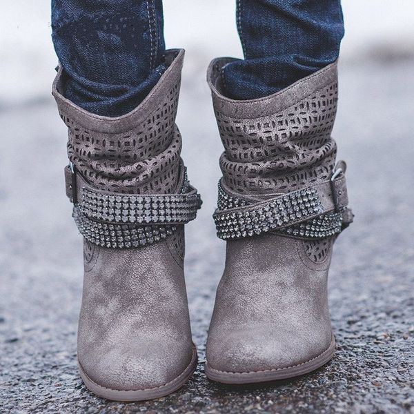 414243 size european and american large size leather boots womens rhinestone rivet belt buckle slip-on fashion boots hollow-out chunky heel, Black
414243 size european and american large size leather boots womens rhinestone rivet belt buckle slip-on fashion boots hollow-out chunky heel, Black