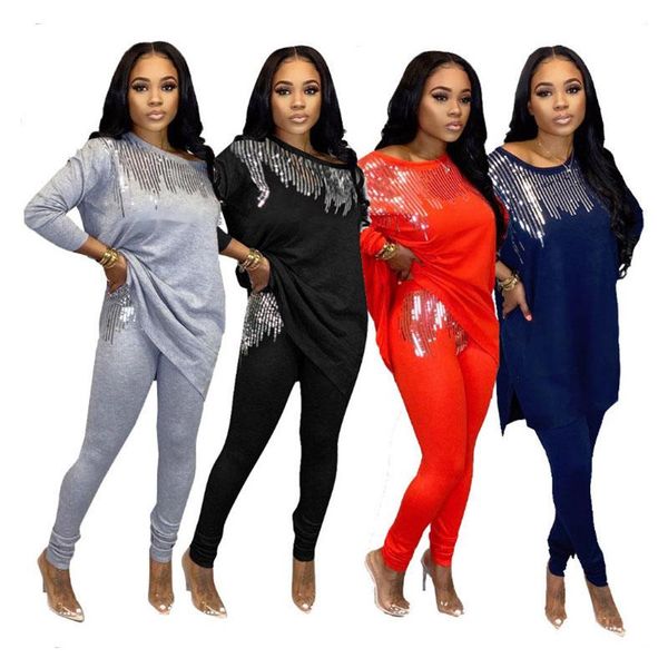 women's two piece pants autumn set women long sleeve sequins and sets outfits for woman leggings wholesale drop, White
women's two piece pants autumn set women long sleeve sequins and sets outfits for woman leggings wholesale drop, White