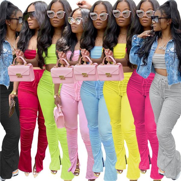 slash neck womens designer tracksuits fashion solid color sleeveless long stacked pants womens 2pcs sets casual females clothing, Gray
slash neck womens designer tracksuits fashion solid color sleeveless long stacked pants womens 2pcs sets casual females clothing, Gray
