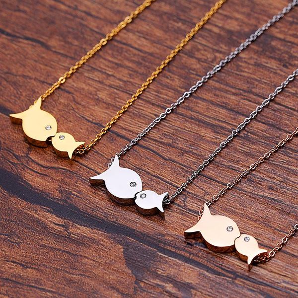 pendant necklaces unique stainless steel necklace smart double fish women choker fashion jewelry cute mother gift, Silver
pendant necklaces unique stainless steel necklace smart double fish women choker fashion jewelry cute mother gift, Silver