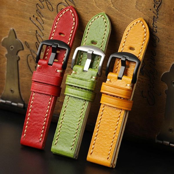 watch bands pstary 20mm 22mm color genuine leather strap red green yellow trimmed folded men's silver black buckle, Black;brown
watch bands pstary 20mm 22mm color genuine leather strap red green yellow trimmed folded men's silver black buckle, Black;brown