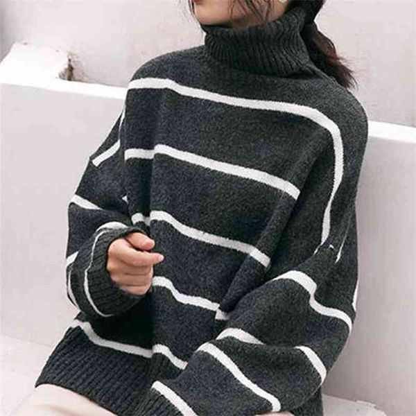 striped sweater women winter turtleneck pullovers long sleeve loose casual knitwear female autumn couple ladies 210601, White;black
striped sweater women winter turtleneck pullovers long sleeve loose casual knitwear female autumn couple ladies 210601, White;black