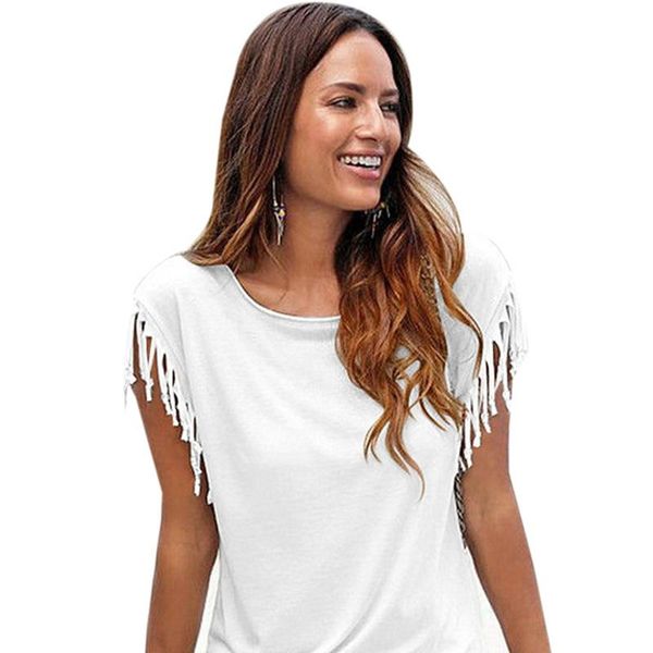 women's t-shirt plus women summer cotton tassel casual sleeveless female solid colors tees short sleeve o-neck clothing t-shirts, White
women's t-shirt plus women summer cotton tassel casual sleeveless female solid colors tees short sleeve o-neck clothing t-shirts, White
