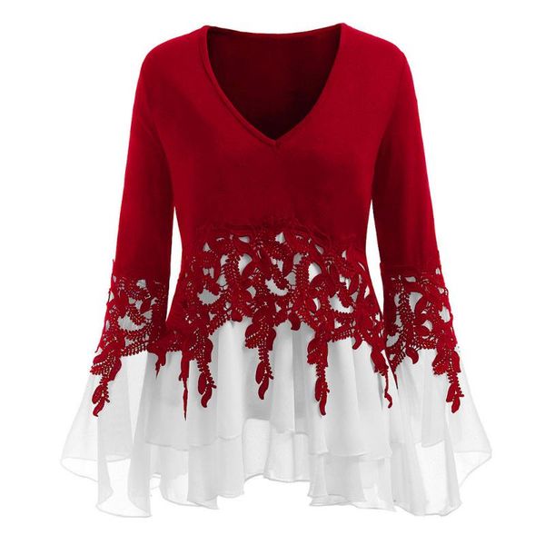 blouse women applique flowy chiffon v-neck long sleeve bluzki damskie ladies plus size chemisier femme blouses women's & shirts, White
blouse women applique flowy chiffon v-neck long sleeve bluzki damskie ladies plus size chemisier femme blouses women's & shirts, White