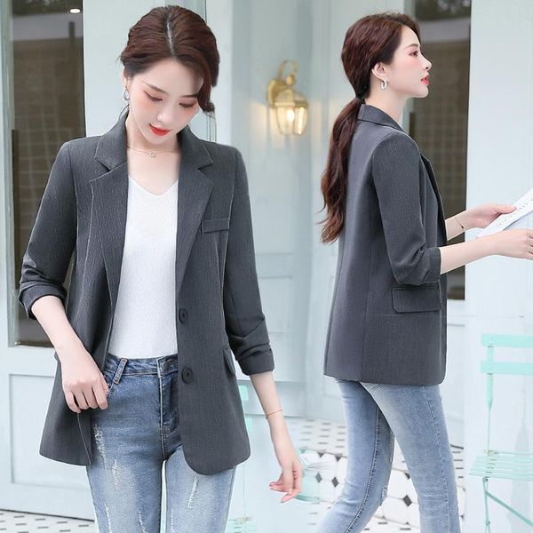 women's suits & blazers 2021 spring fashion temperament coat two button color casual wear one hair suit, White;black
women's suits & blazers 2021 spring fashion temperament coat two button color casual wear one hair suit, White;black