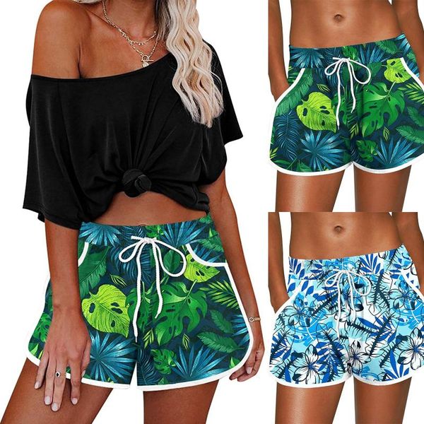 women's shorts fashion women leaf print with drawstring summer beach elastic high waist casual patchwork loose szorty #p1, White;black
women's shorts fashion women leaf print with drawstring summer beach elastic high waist casual patchwork loose szorty #p1, White;black