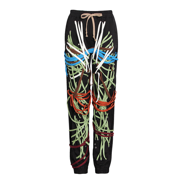 colorful bandage pants for women high waist cross lace up bowknot high street casual trousers female fashion new, Black;white
colorful bandage pants for women high waist cross lace up bowknot high street casual trousers female fashion new, Black;white