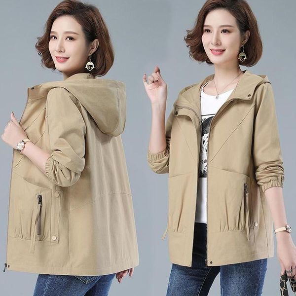 women's trench coats 2021 women jacket autumn hooded zipper pocket long sleeve loose double layer windbreaker female casual jackets plu, Tan;black
women's trench coats 2021 women jacket autumn hooded zipper pocket long sleeve loose double layer windbreaker female casual jackets plu, Tan;black