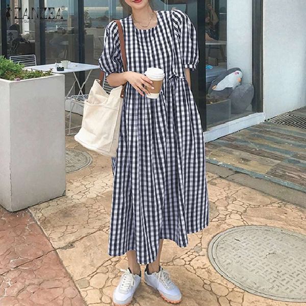 new 2021 zanzea summer plaid checked sun women stylish sleeve mid-calf party robe femme vintage loose baggy vestidos lphf, Black;gray
new 2021 zanzea summer plaid checked sun women stylish sleeve mid-calf party robe femme vintage loose baggy vestidos lphf, Black;gray