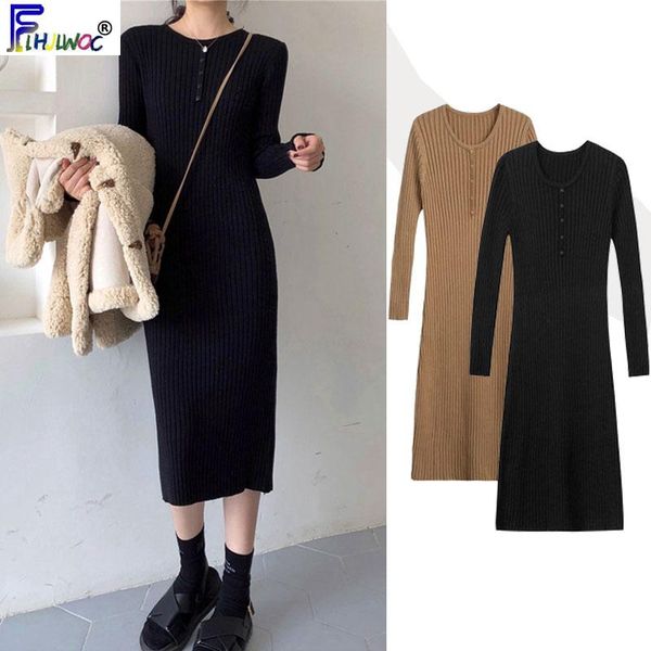 casual dresses winter basic long women fashion sleeve office temperament lady button knitted sweater dress black korea clothes 020, Black;gray
casual dresses winter basic long women fashion sleeve office temperament lady button knitted sweater dress black korea clothes 020, Black;gray