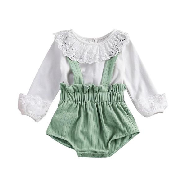 clothing sets 2021 born baby girls clothes ruffles long sleeve solid pullover +green strap shorts kids 2pcs, White
clothing sets 2021 born baby girls clothes ruffles long sleeve solid pullover +green strap shorts kids 2pcs, White