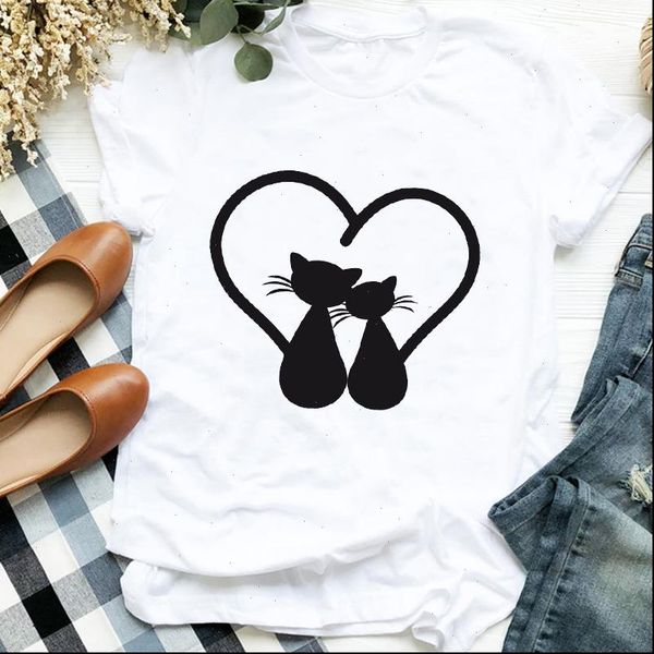 women lady cartoon cat love valentine couple trend fashion print tshirt shirt clothes graphic female t tee womens t shirt, White
women lady cartoon cat love valentine couple trend fashion print tshirt shirt clothes graphic female t tee womens t shirt, White